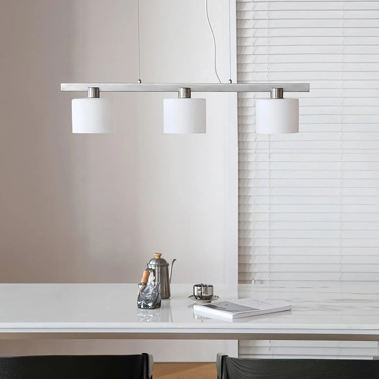 White Three-Head Linear Pendant Light